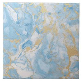 Elegante Padrão de Mármore Azul e Branco Dourado