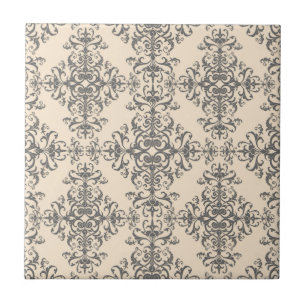 Elegante padrão estilo damasco em creme e cinza
