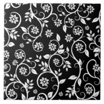 Elegante padrão floral preto e branco