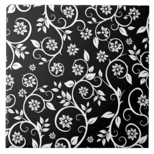 Elegante padrão floral preto e branco