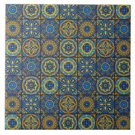 Elegante padrão marroquino azul e marrom