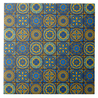 Elegante padrão marroquino azul e marrom