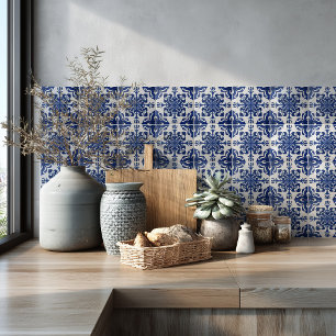 Elegante padrão mediterrâneo azul marinho branco