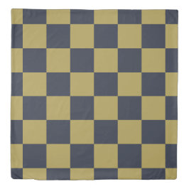 Elegante Padrão Xadrez Dourado e Azul Marinho