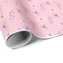 Elegante Papel de Presente com Padrão Floral Rosa
