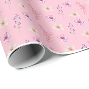 Elegante Papel de Presente com Padrão Floral Rosa