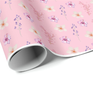 Elegante Papel de Presente com Padrão Floral Rosa