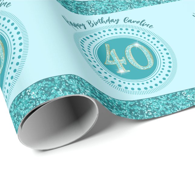 Elegante Papel de Presente de 40º Aniversário em A (Ponta do rolo)