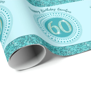 Elegante Papel de Presente de 60º Aniversário Azul