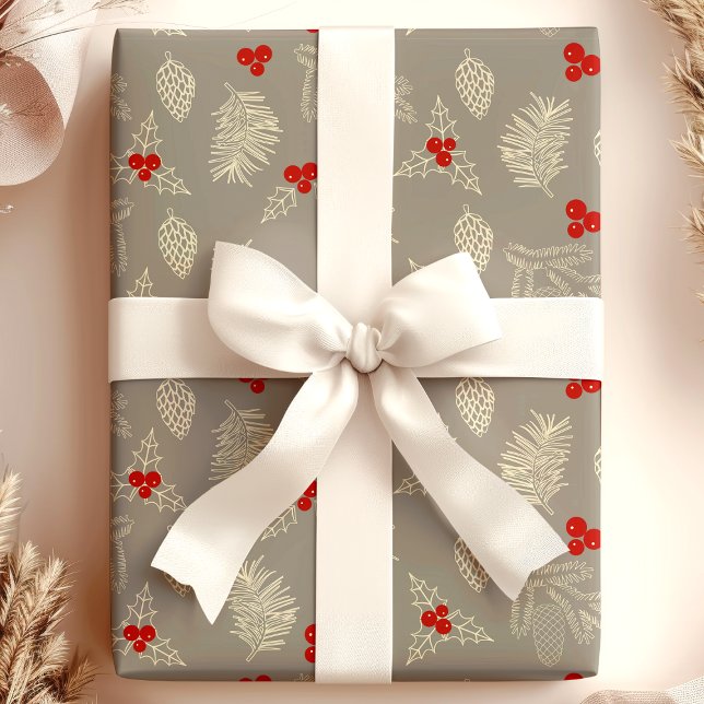 Elegante Papel de Presente de Natal Vintage com Pi (Criador carregado)