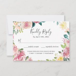 Elegante Pastel Blush Garden Floral Weding RSVP