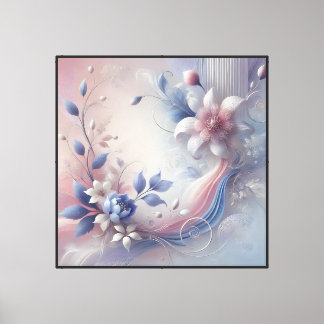 Elegante Pastel Floral Abstrato Canvas Wall Art