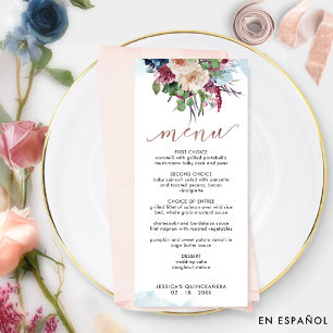 Elegante Pastel Floral Quinceañera Menu