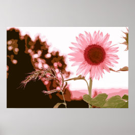 Elegante Peach Sunflower Trabalho de arte | POSTER