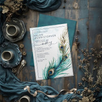 Elegante Peacock & Teal - Convite Lavish Weding