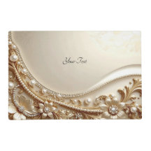 Elegante Penteado Floral Dourado Laminado de Mesa