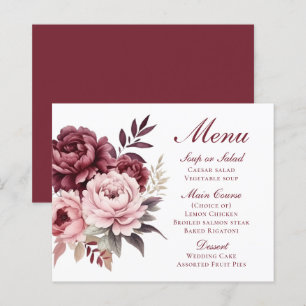 Elegante Peony Watercolor Floral Wedment Menu