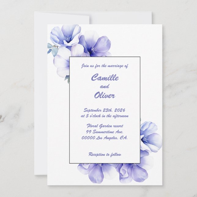 Elegante Periwinkle: Convite De Casamento (Frente)