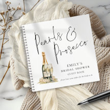 Elegante Pérolas Chá de panela Prosecco Livro de C