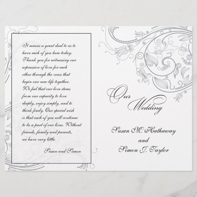 Elegante Pewter Floral Wedding (Frente)
