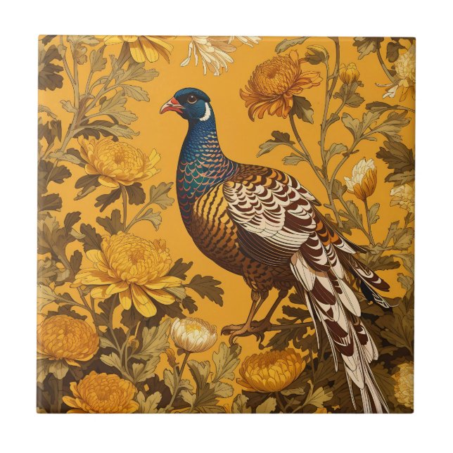 Elegante Pheasant William Morris Inspirou (Frente)