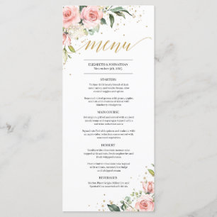 Elegante pincel cor-de-rosa, menu de casamento do