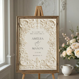 Elegante placa de boas-vindas de casamento em esti