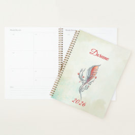 Elegante planejador de Flor de Pena aquarela