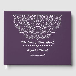 Elegante Plum Paisley Mandala Livro de Convidados