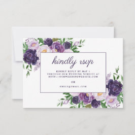 Elegante Plum Purple Floral Wedding Website RSVP