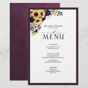 Elegante Plum Purple Sunflower Menu