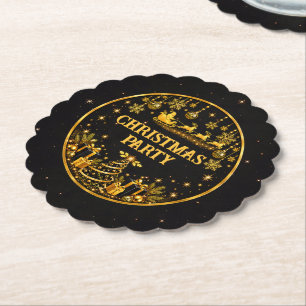 Elegante Porta-copos de Papel de Natal Preto Doura