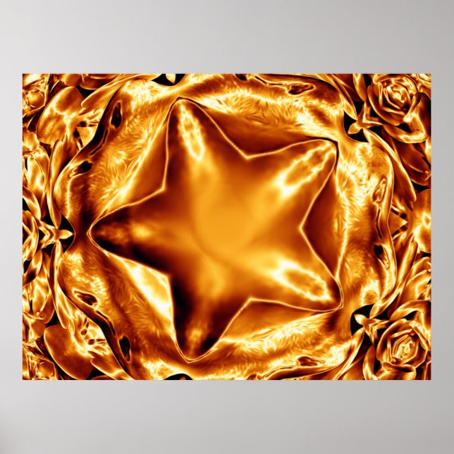 Elegante Poster de Natal da Estrela de Cobre Doura (Frente)