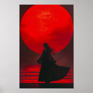 Elegante Poster de Silhouette de Beleza Coreana