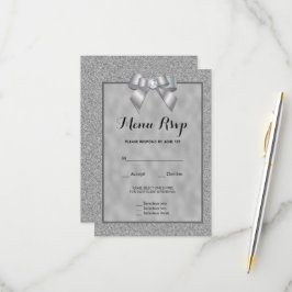 Elegante Prata & Brilho Estiloso Menu RSVP
