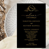 Elegante Preto com Dourado Programa de Casamento M
