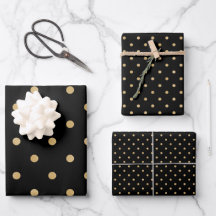 Elegante Preto com Pontos de Ouro