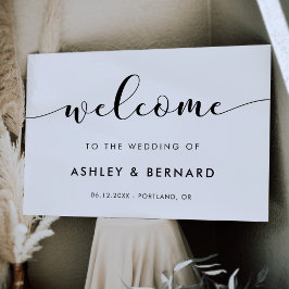 Elegante preto e branco Bem-vindo ao nosso casamen