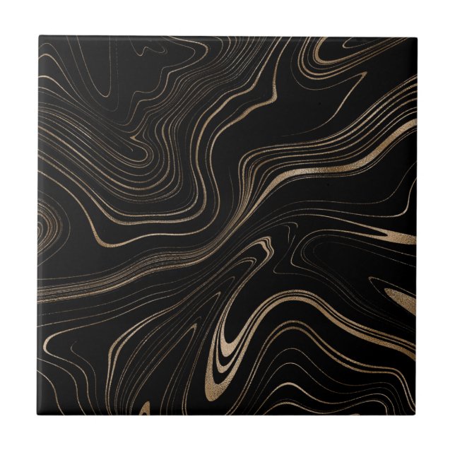 Elegante Preto E Dourado Padrão Marble Aestetic (Frente)