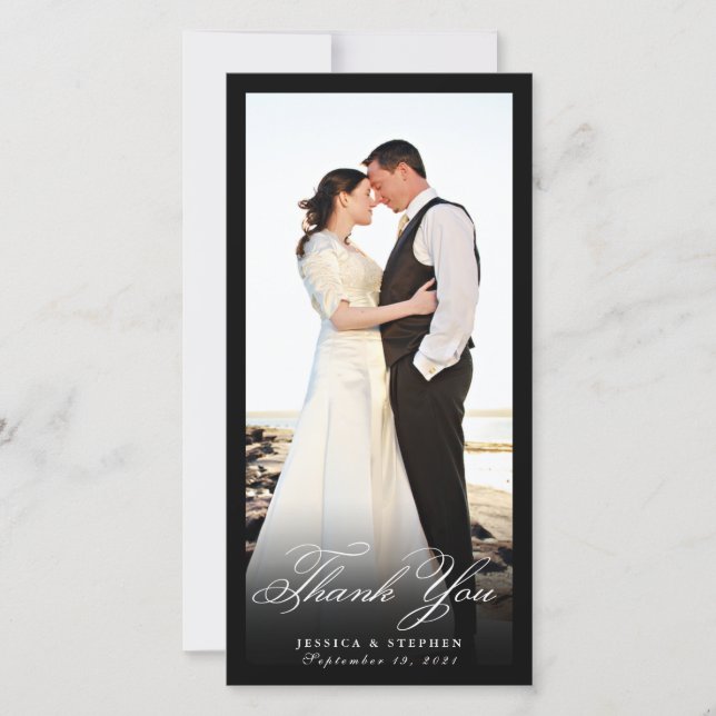 Elegante preto Simples Obrigado Cartão com fotos 8 (Frente)