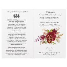 Elegante Programa Católico Floral de Casamento em