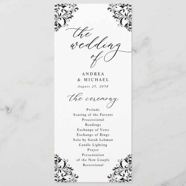 Elegante Programa de Casamento Clássico Vintage Pr (Frente)