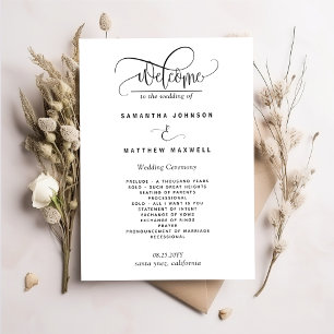 Elegante Programa de Casamento com Letra Moderna e