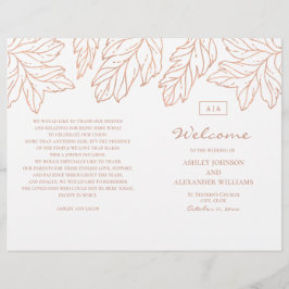 Elegante programa de casamento dourado dobrado. Bo