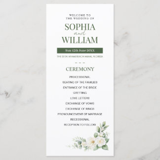 Elegante Programa de Casamento Floral Rosa Branca 