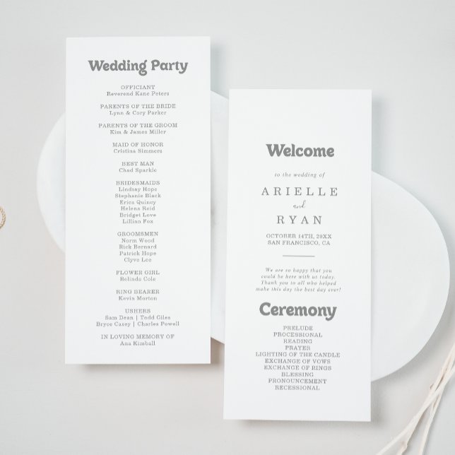 Elegante Programa de Casamento Formal Minimalista (Criador carregado)