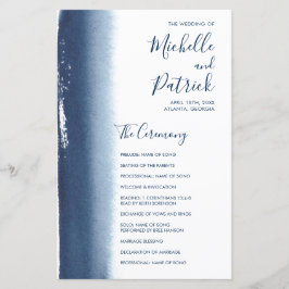 Elegante Programa de Casamento Moderno Azul Naval