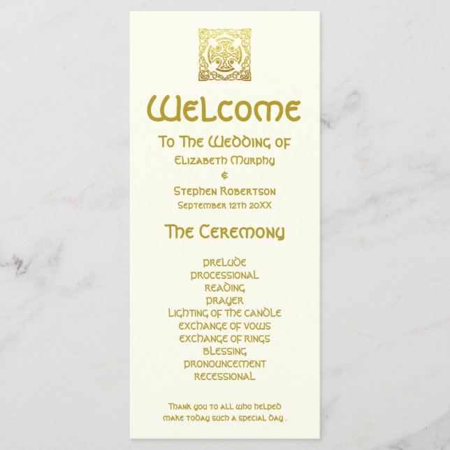 Elegante Programa de Cerimônia de Casamento Céltic (Frente)