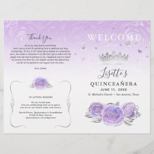 Elegante Programa de Quinceanera Roxo Prata