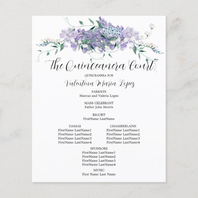 Elegante Purple Floral Quinceanera (Frente)